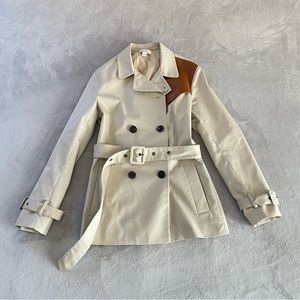 Fossil Catherine cream leather trench coat